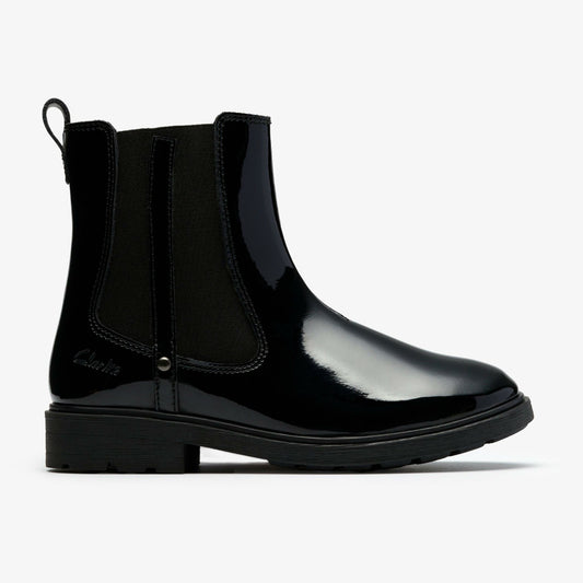 Astrol Orin Kid Black Patent - Clarks Kids
