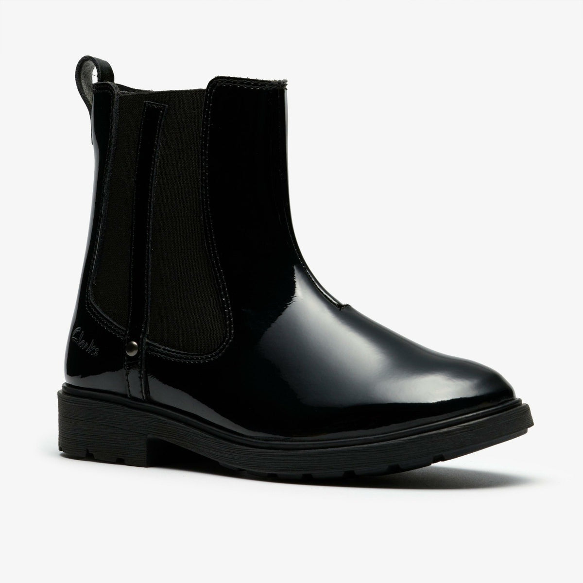 Astrol Orin Kid Black Patent - Clarks Kids