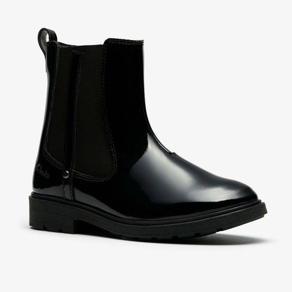 Astrol Orin Kid Black Patent - Clarks Kids