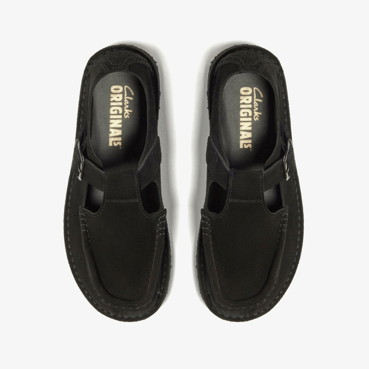 Nomad T Bar Black Suede - Clarks Men