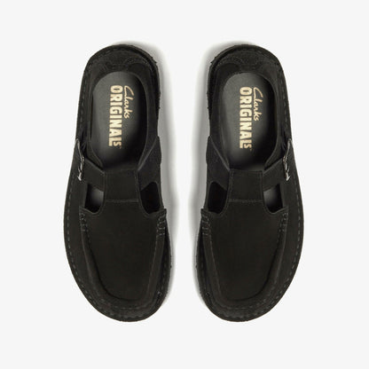 Nomad T Bar Black Suede - Clarks Men