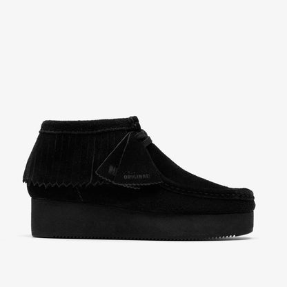 Wallabee Wedge Fringe Black Suede - Clarks Women