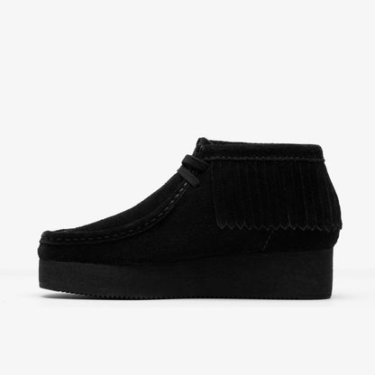 Wallabee Wedge Fringe Black Suede - Clarks Women