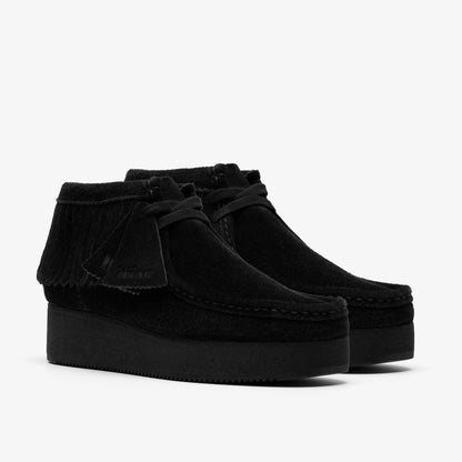 Wallabee Wedge Fringe Black Suede - Clarks Women