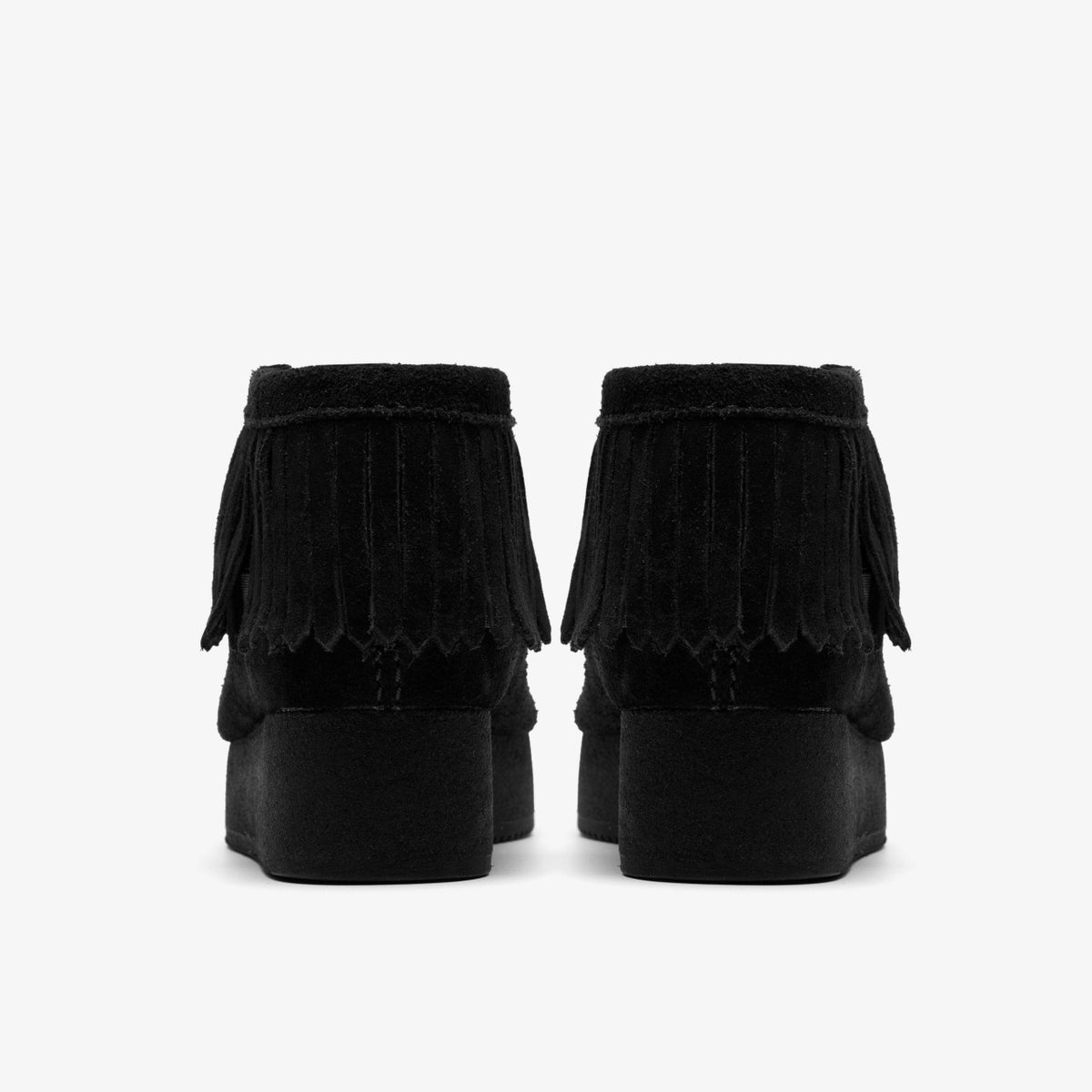 Wallabee Wedge Fringe Black Suede - Clarks Women