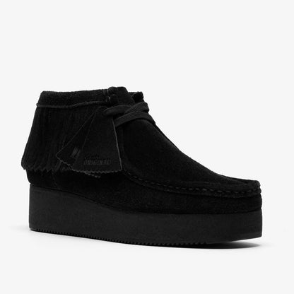 Wallabee Wedge Fringe Black Suede - Clarks Women