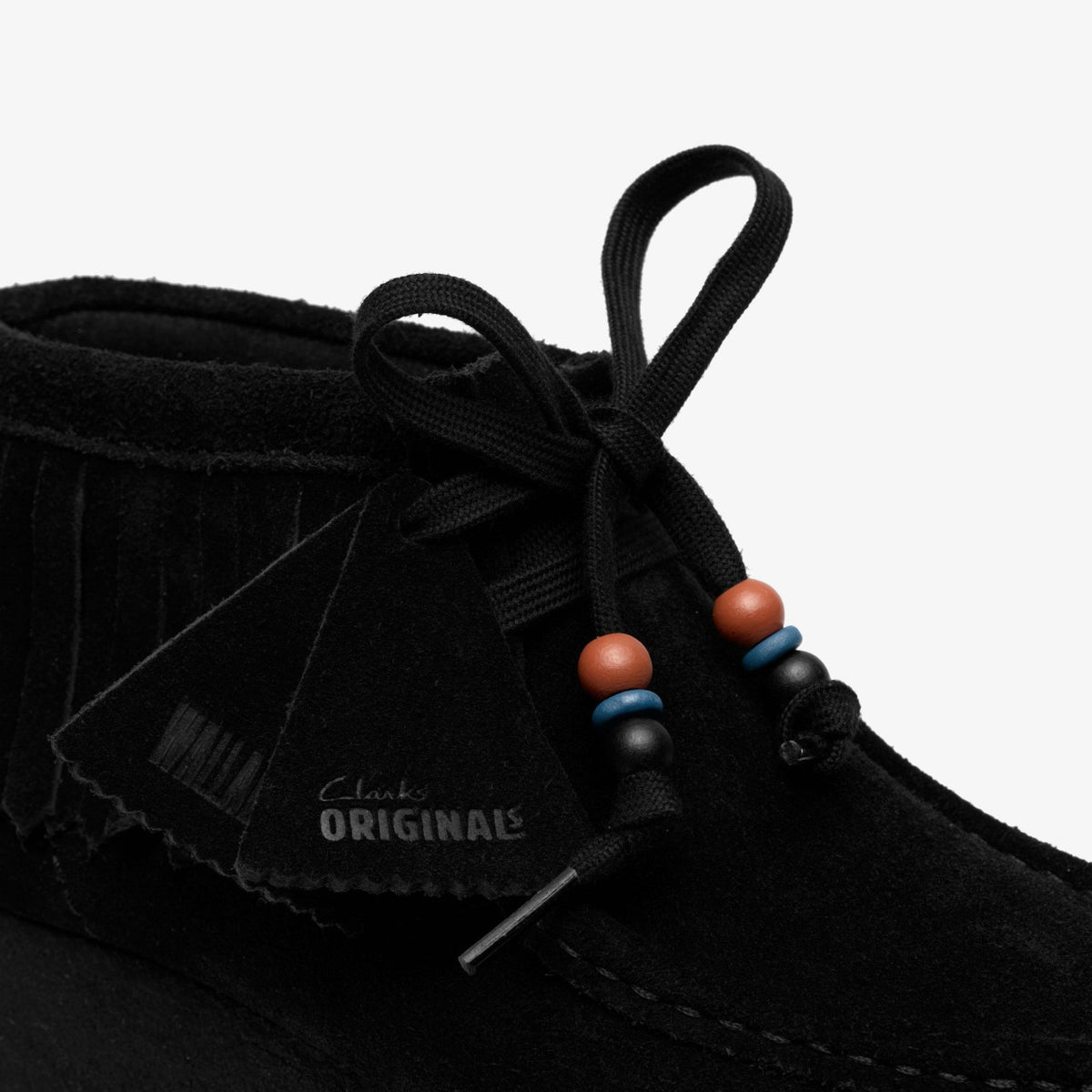 Wallabee Wedge Fringe Black Suede - Clarks Women