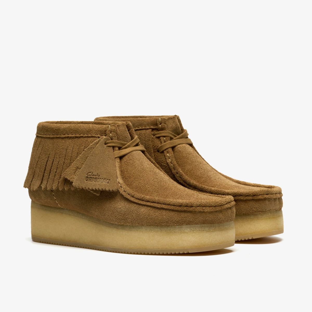Wallabee Wedge Fringe Light Tan Suede - Clarks Women