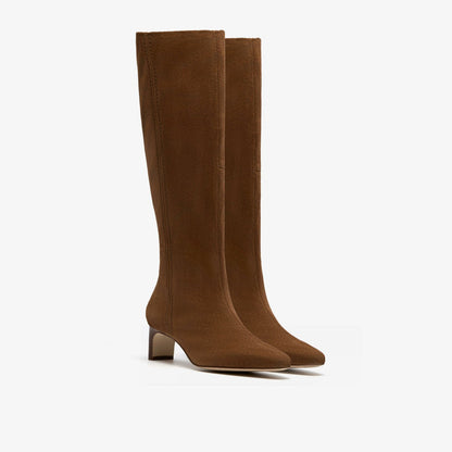 Edina Tall Walnut Suede - Clarks Women