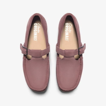 Wallabee T Bar Rose Brown Suede - Clarks Women