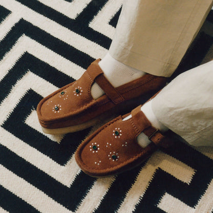 Wallabee T Bar Brown/Orange Suede - Clarks Women