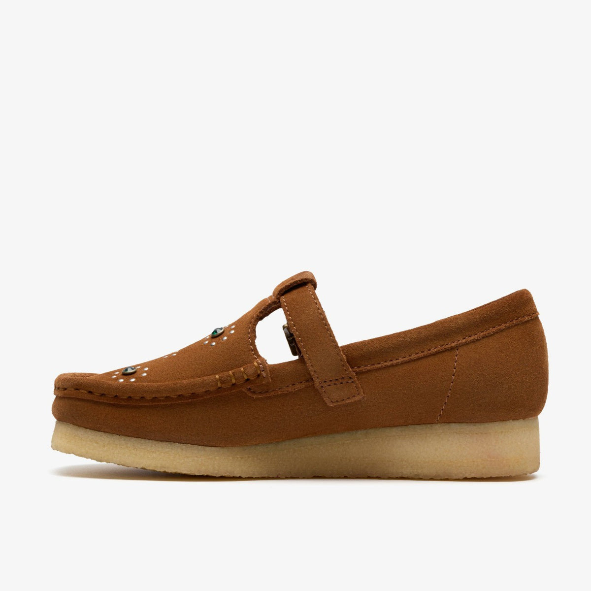 Wallabee T Bar Brown/Orange Suede - Clarks Women