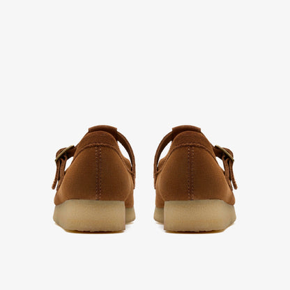 Wallabee T Bar Brown/Orange Suede - Clarks Women