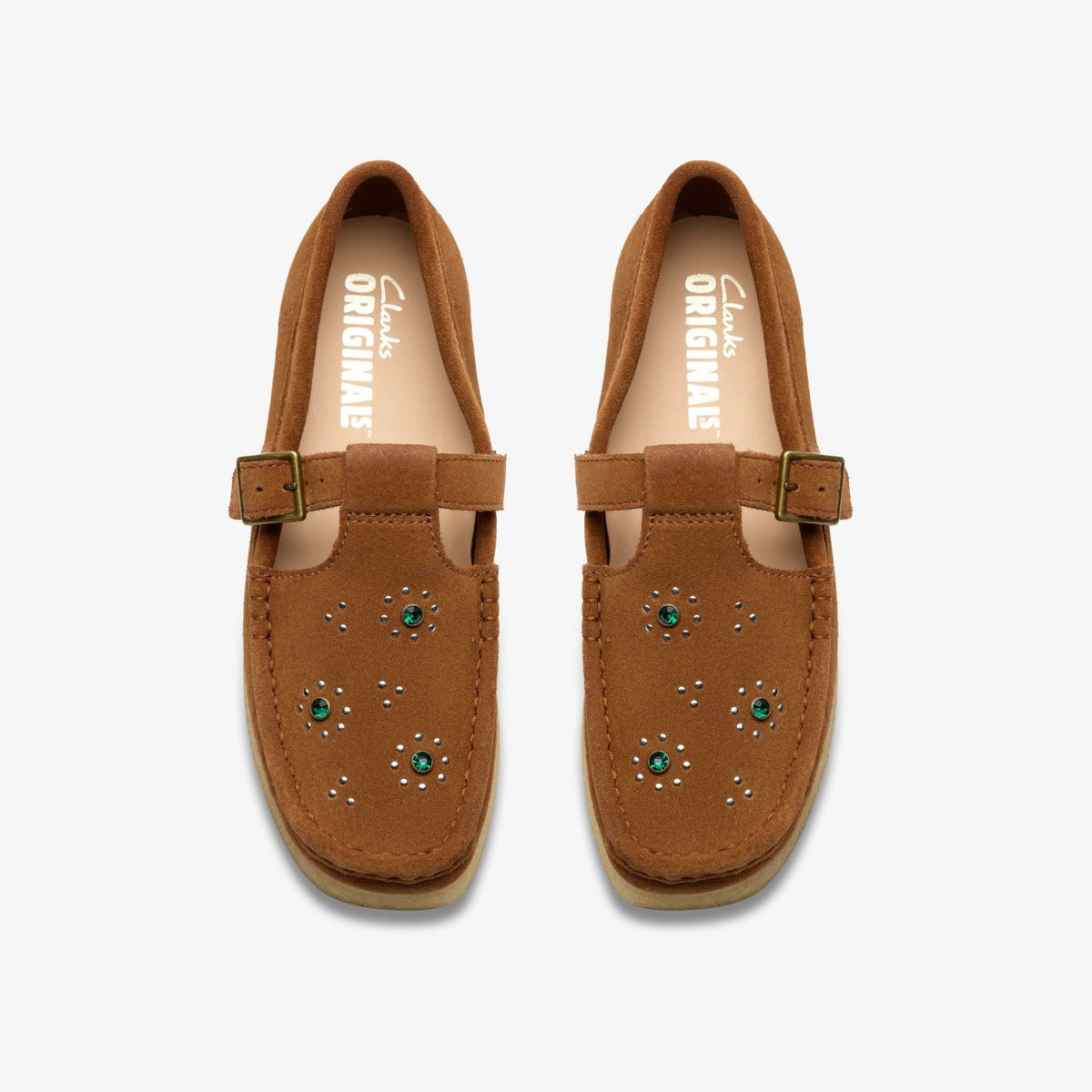 Wallabee T Bar Brown/Orange Suede - Clarks Women