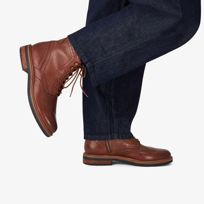 Newford Lace Boot Mid Tan Leather - Clarks Men