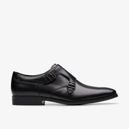 Paulton Monk Black Leather - Clarks Men