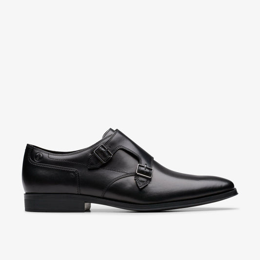 Paulton Monk Black Leather - Clarks Men