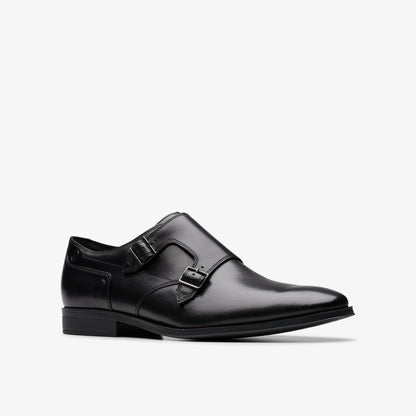 Paulton Monk Black Leather - Clarks Men
