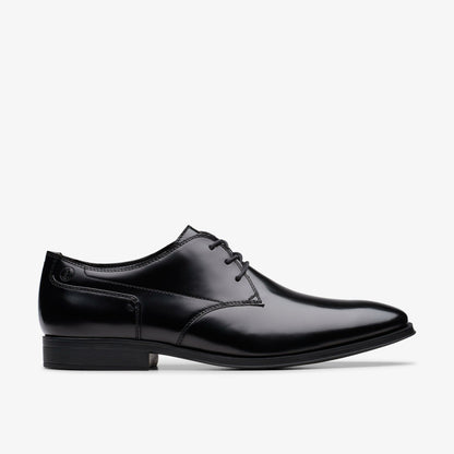 Paulton Lace Black Hi Shine Leather - Clarks Men