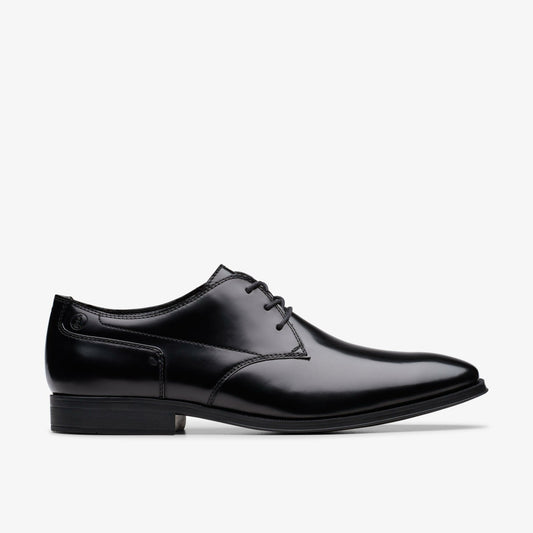 Paulton Lace Black Hi Shine Leather - Clarks Men