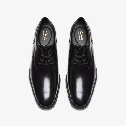 Paulton Lace Black Hi Shine Leather - Clarks Men