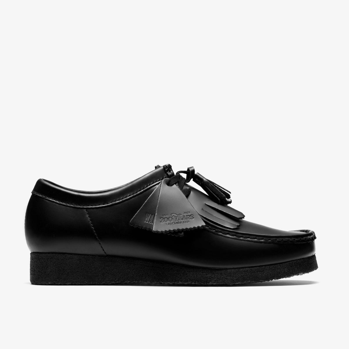 Wallabee Black Hi Shine Leather - Clarks Men