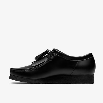Wallabee Black Hi Shine Leather - Clarks Men