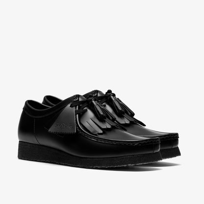 Wallabee Black Hi Shine Leather - Clarks Men
