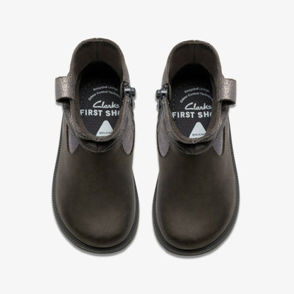 Oaklyn Top Toddler Pewter Suede - Clarks Kids