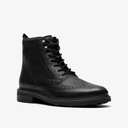 Newford Lace Boot Black Leather - Clarks Men