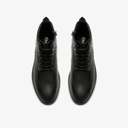 Newford Lace Boot Black Leather - Clarks Men