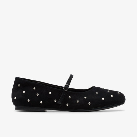 Livia Stud Black Suede - Clarks Women
