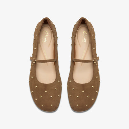 Livia Stud Walnut Suede - Clarks Women