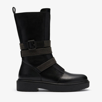 Muster Chain Black Leather - Clarks Women
