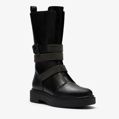 Muster Chain Black Leather - Clarks Women
