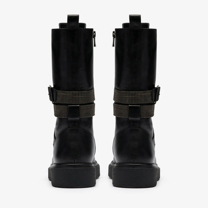 Muster Chain Black Leather - Clarks Women
