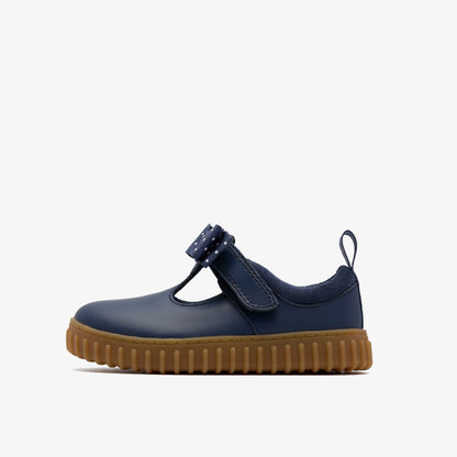 Cove Bow Toddler Navy Leather - Clarks Kids