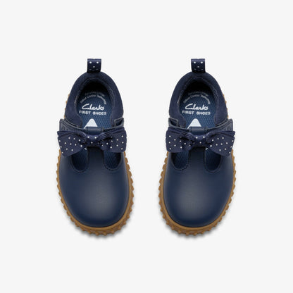 Cove Bow Toddler Navy Leather - Clarks Kids
