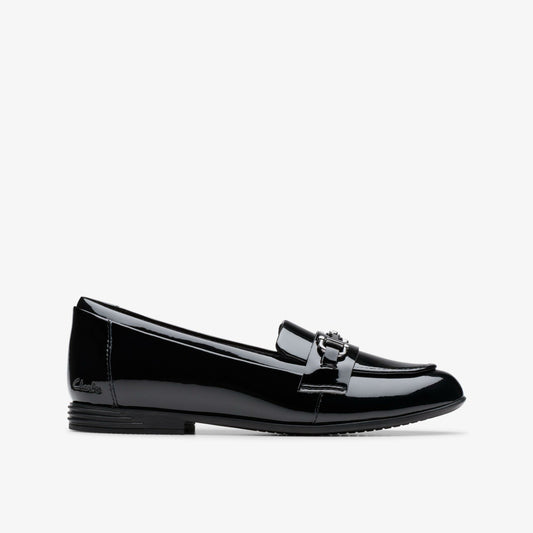 Finja Loafer Older Black Patent - Clarks Kids