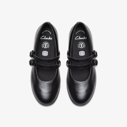 Finja Bar Older Black Leather - Clarks Kids