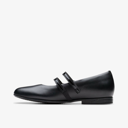 Finja Bar Youth Black Leather - Clarks Kids