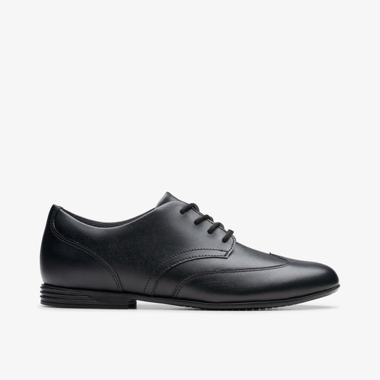 Finja Wing Youth Black Leather - Clarks Kids