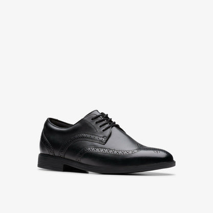 Jonwin Wing Youth Black Leather - Clarks Kids