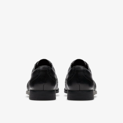 Jonwin Wing Youth Black Leather - Clarks Kids