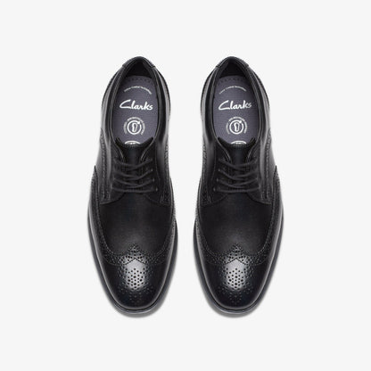 Jonwin Wing Youth Black Leather - Clarks Kids