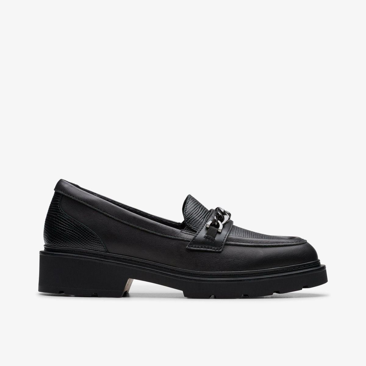 Eris Edge Youth Black Leather - Clarks Kids