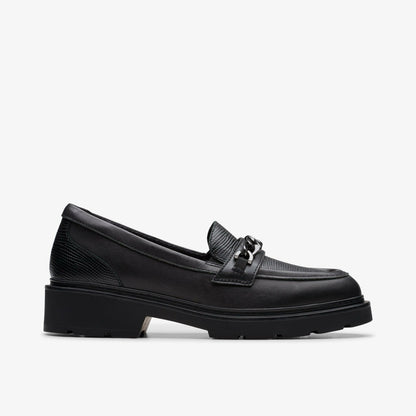 Eris Edge Youth Black Leather - Clarks Kids