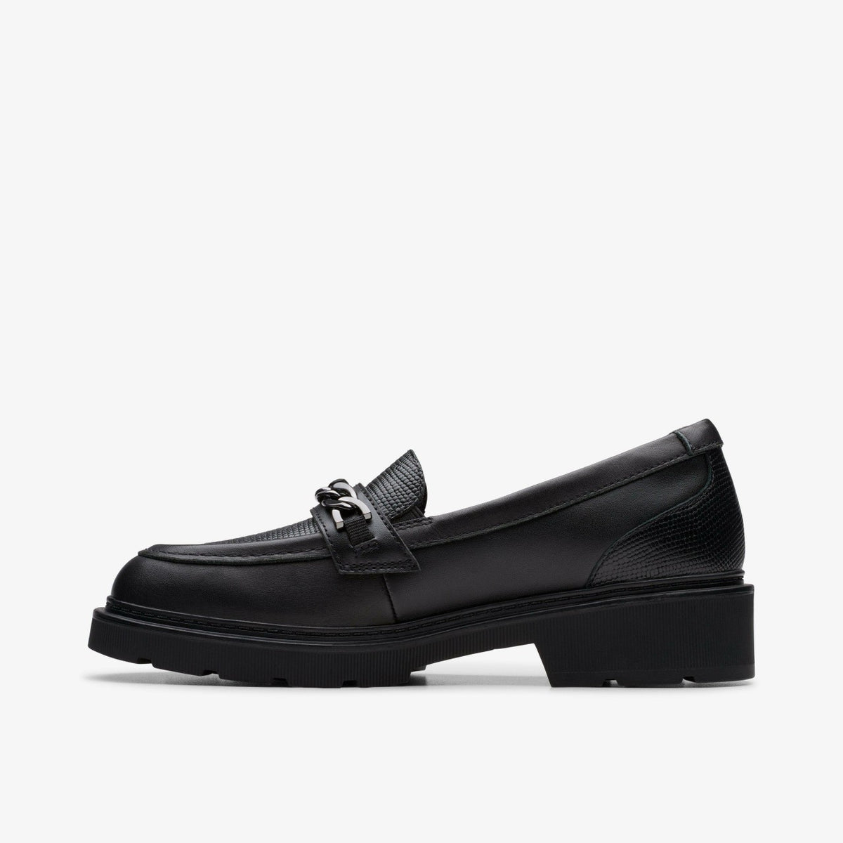 Eris Edge Youth Black Leather - Clarks Kids