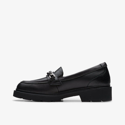 Eris Edge Youth Black Leather - Clarks Kids