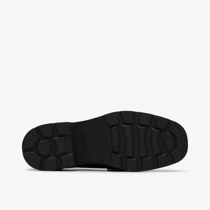 Eris Edge Youth Black Leather - Clarks Kids